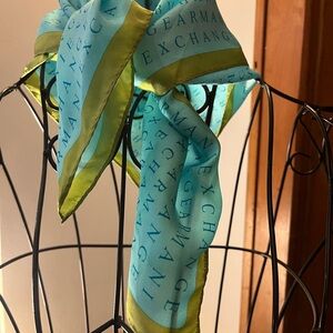 Armani Exchange Aqua and Lime Scarf 20”x20”